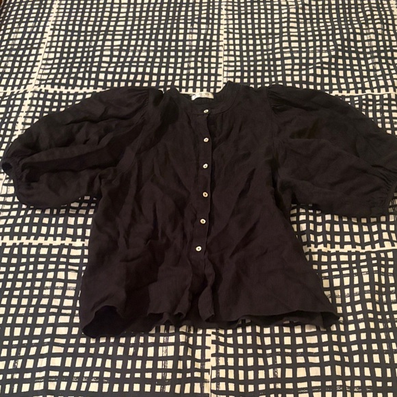 Lanhtropy Bubble Mao Neck Balloon Sleeve Shirt, Black Size M - Picture 2 of 14